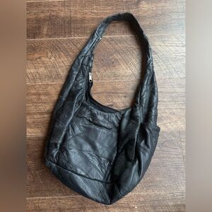 Vintage Black Leather Women's Shoulder Bag